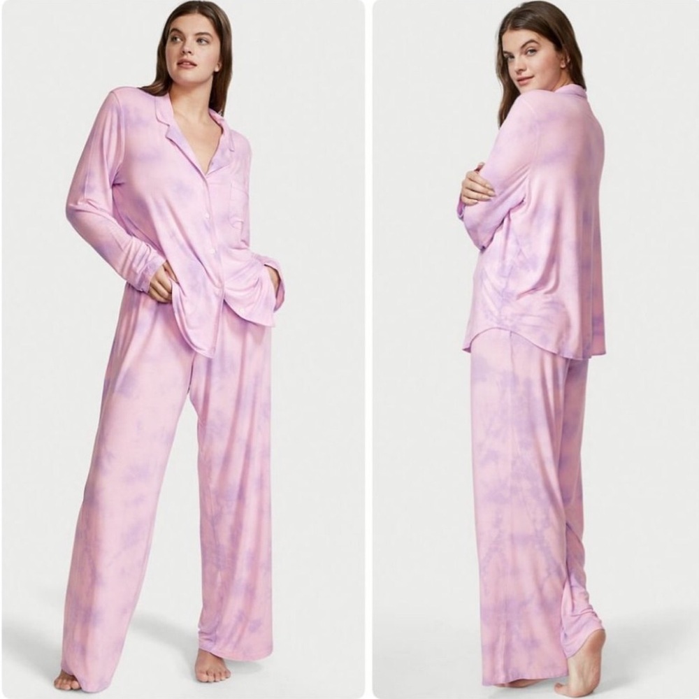 NWT $69 Victoria's Secret XXL Modal Tie Dye Long Sleeve Long Pajama Set SOFT